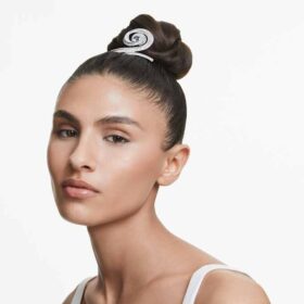Ariana Grande X Swarovski Κλιπ για τα μαλλιά με κοπή μπαγκέτ, λευκό, επιμεταλλωμένο με ρόδιο