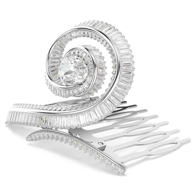 Ariana Grande X Swarovski Κλιπ για τα μαλλιά με κοπή μπαγκέτ, λευκό, επιμεταλλωμένο με ρόδιο Ariana Grande X Swarovski Κλιπ για τα μαλλιά με κοπή μπαγκέτ, λευκό, επιμεταλλωμένο με ρόδιο
