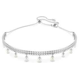 Ariana Grande X Swarovski Κολιέ-κολάρο με κρυστάλλινα μαργαριτάρια, στρογγυλή κοπή, λευκό, επιροδιωμένο