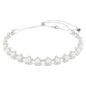 Ariana Grande X Swarovski Κολιέ-κολάρο με κρυστάλλινα μαργαριτάρια, στρογγυλή κοπή, λευκό, επιροδιωμένο