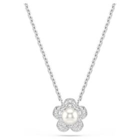 Ariana Grande X Swarovski Κρεμαστό Κρυστάλλινο Μαργαριτάρι, Στρογγυλή Κοπή, Λουλούδι, Λευκό, Επιροδιωμένο