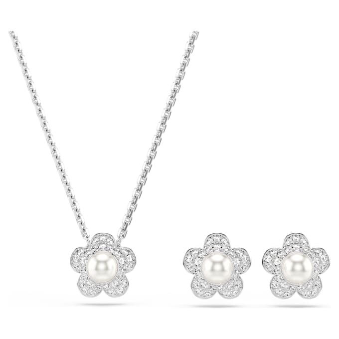 Ariana Grande X Swarovski Σετ με κρυστάλλινα μαργαριτάρια, στρογγυλή κοπή, λουλούδι, λευκό, επιροδιωμένο Ariana Grande X Swarovski Σετ με κρυστάλλινα μαργαριτάρια, στρογγυλή κοπή, λουλούδι, λευκό, επιροδιωμένο