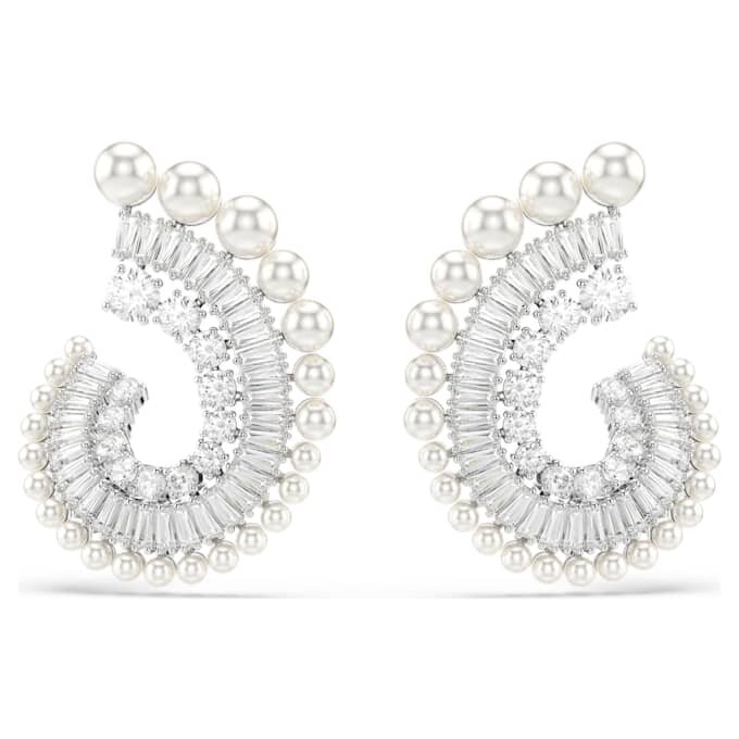 Ariana Grande X Swarovski Σκουλαρίκια με κρεμαστά στοιχεία, κρυστάλλινο μαργαριτάρι, μικτές κοπές, λευκό, επιροδιωμένα Ariana Grande X Swarovski Σκουλαρίκια με κρεμαστά στοιχεία, κρυστάλλινο μαργαριτάρι, μικτές κοπές, λευκό, επιροδιωμένα