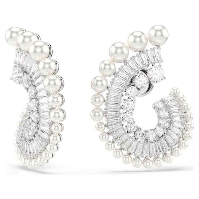 Ariana Grande X Swarovski Σκουλαρίκια με κρεμαστά στοιχεία, κρυστάλλινο μαργαριτάρι, μικτές κοπές, λευκό, επιροδιωμένα Ariana Grande X Swarovski Σκουλαρίκια με κρεμαστά στοιχεία, κρυστάλλινο μαργαριτάρι, μικτές κοπές, λευκό, επιροδιωμένα