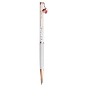 Crystalline Ballpoint Pen Ladybug, λευκό, βαμμένο με κόκκινο λάκα, επιχρυσωμένο σε ροζ χρυσό