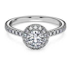 Δαχτυλίδι Eternity Halo Solitaire με διαμάντια εργαστηριακής καλλιέργειας 0,8 καράτια συνολικά, στρογγυλό σχήμα, λευκόχρυσο 14K Δαχτυλίδι Eternity Halo Solitaire με διαμάντια εργαστηριακής καλλιέργειας 0,8 καράτια συνολικά, στρογγυλό σχήμα, λευκόχρυσο 14K