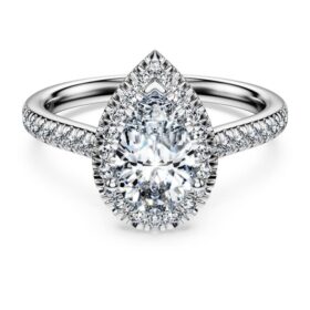 Δαχτυλίδι Eternity Halo Solitaire με διαμάντια εργαστηριακής καλλιέργειας 1,3 καράτια συνολικά, σχήμα αχλαδιού, λευκόχρυσο 14K Δαχτυλίδι Eternity Halo Solitaire με διαμάντια εργαστηριακής καλλιέργειας 1,3 καράτια συνολικά, σχήμα αχλαδιού, λευκόχρυσο 14K