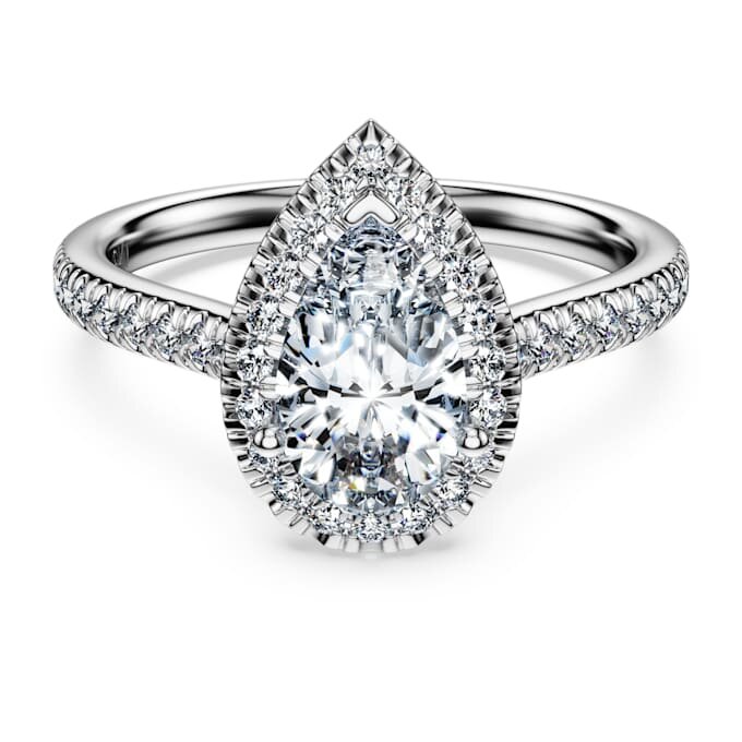 Δαχτυλίδι Eternity Halo Solitaire με διαμάντια εργαστηριακής καλλιέργειας 1,3 καράτια συνολικά, σχήμα αχλαδιού, λευκόχρυσο 14K Δαχτυλίδι Eternity Halo Solitaire με διαμάντια εργαστηριακής καλλιέργειας 1,3 καράτια συνολικά, σχήμα αχλαδιού, λευκόχρυσο 14K