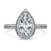 Δαχτυλίδι Eternity Halo Solitaire με διαμάντια εργαστηριακής καλλιέργειας 1,3 καράτια συνολικά, σχήμα αχλαδιού, λευκόχρυσο 14K Δαχτυλίδι Eternity Halo Solitaire με διαμάντια εργαστηριακής καλλιέργειας 1,3 καράτια συνολικά, σχήμα αχλαδιού, λευκόχρυσο 14K