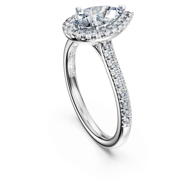 Δαχτυλίδι Eternity Halo Solitaire με διαμάντια εργαστηριακής καλλιέργειας 1,3 καράτια συνολικά, σχήμα αχλαδιού, λευκόχρυσο 14K Δαχτυλίδι Eternity Halo Solitaire με διαμάντια εργαστηριακής καλλιέργειας 1,3 καράτια συνολικά, σχήμα αχλαδιού, λευκόχρυσο 14K