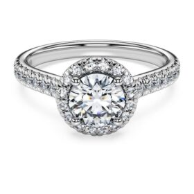 Δαχτυλίδι Eternity Halo Solitaire με διαμάντια εργαστηριακής καλλιέργειας 1,33 καράτια συνολικά, στρογγυλό σχήμα, λευκόχρυσο 14K Δαχτυλίδι Eternity Halo Solitaire με διαμάντια εργαστηριακής καλλιέργειας 1,33 καράτια συνολικά, στρογγυλό σχήμα, λευκόχρυσο 14K