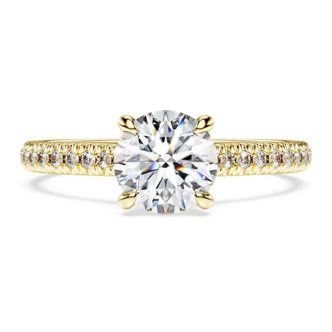 Δαχτυλίδι Eternity Solitaire με διαμάντια εργαστηριακής καλλιέργειας 1,2 καράτια συνολικά, στρογγυλό σχήμα, κίτρινο χρυσό 14K Δαχτυλίδι Eternity Solitaire με διαμάντια εργαστηριακής καλλιέργειας 1,2 καράτια συνολικά, στρογγυλό σχήμα, κίτρινο χρυσό 14K