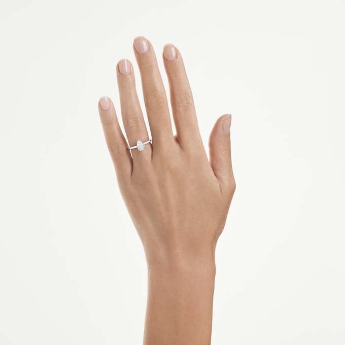 Δαχτυλίδι Eternity Solitaire με διαμάντια εργαστηριακής καλλιέργειας 1 καράτι συνολικά, σχήμα αχλαδιού, λευκόχρυσο 14K Δαχτυλίδι Eternity Solitaire με διαμάντια εργαστηριακής καλλιέργειας 1 καράτι συνολικά, σχήμα αχλαδιού, λευκόχρυσο 14K