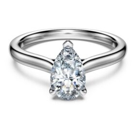 Δαχτυλίδι Eternity Solitaire με διαμάντια εργαστηριακής καλλιέργειας 1 καράτι συνολικά, σχήμα αχλαδιού, λευκόχρυσο 14K Δαχτυλίδι Eternity Solitaire με διαμάντια εργαστηριακής καλλιέργειας 1 καράτι συνολικά, σχήμα αχλαδιού, λευκόχρυσο 14K