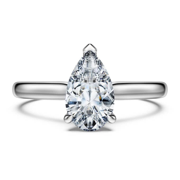 Δαχτυλίδι Eternity Solitaire με διαμάντια εργαστηριακής καλλιέργειας 1 καράτι συνολικά, σχήμα αχλαδιού, λευκόχρυσο 14K Δαχτυλίδι Eternity Solitaire με διαμάντια εργαστηριακής καλλιέργειας 1 καράτι συνολικά, σχήμα αχλαδιού, λευκόχρυσο 14K