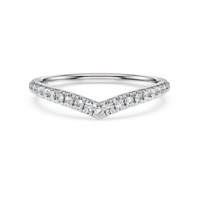 Δαχτυλίδι Eternity V Band με διαμάντια εργαστηριακής καλλιέργειας 0,25 καράτια συνολικά, στρογγυλό σχήμα, λευκόχρυσο 14K Δαχτυλίδι Eternity V Band με διαμάντια εργαστηριακής καλλιέργειας 0,25 καράτια συνολικά, στρογγυλό σχήμα, λευκόχρυσο 14K