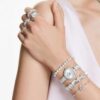 Ρολόι-βραχιόλι Matrix Pearl, ελβετικής κατασκευής, με κρυστάλλινο βραχιόλι, λευκό, από ανοξείδωτο ατσάλι