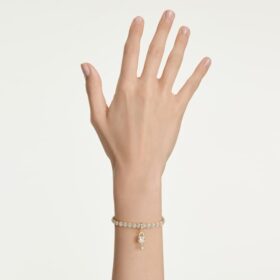 Idyllia Charm Μικτή κοπή, Καρδιά με κλειδί, Λευκό, Επιχρυσωμένο