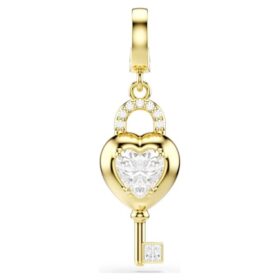 Idyllia Charm Μικτή κοπή, Καρδιά με κλειδί, Λευκό, Επιχρυσωμένο