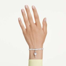 Idyllia Charm Mixed Cuts, Καρδιά με κλειδί, Λευκό, Επιμεταλλωμένο με ρόδιο