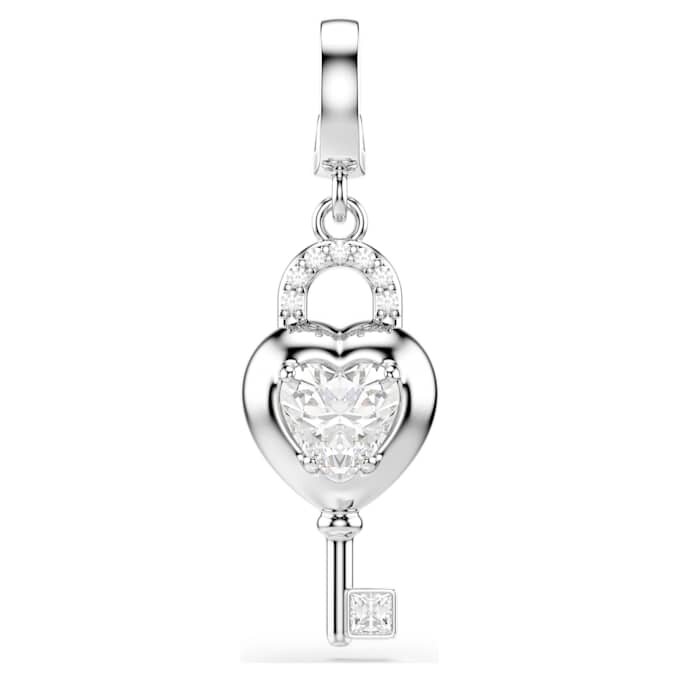Idyllia Charm Mixed Cuts, Καρδιά με κλειδί, Λευκό, Επιμεταλλωμένο με ρόδιο Idyllia Charm Mixed Cuts, Καρδιά με κλειδί, Λευκό, Επιμεταλλωμένο με ρόδιο