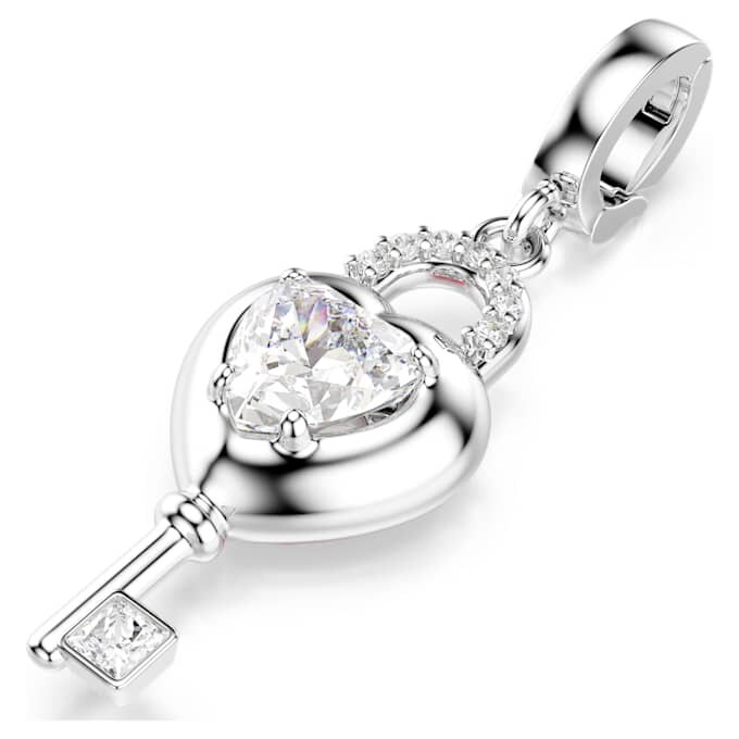 Idyllia Charm Mixed Cuts, Καρδιά με κλειδί, Λευκό, Επιμεταλλωμένο με ρόδιο Idyllia Charm Mixed Cuts, Καρδιά με κλειδί, Λευκό, Επιμεταλλωμένο με ρόδιο
