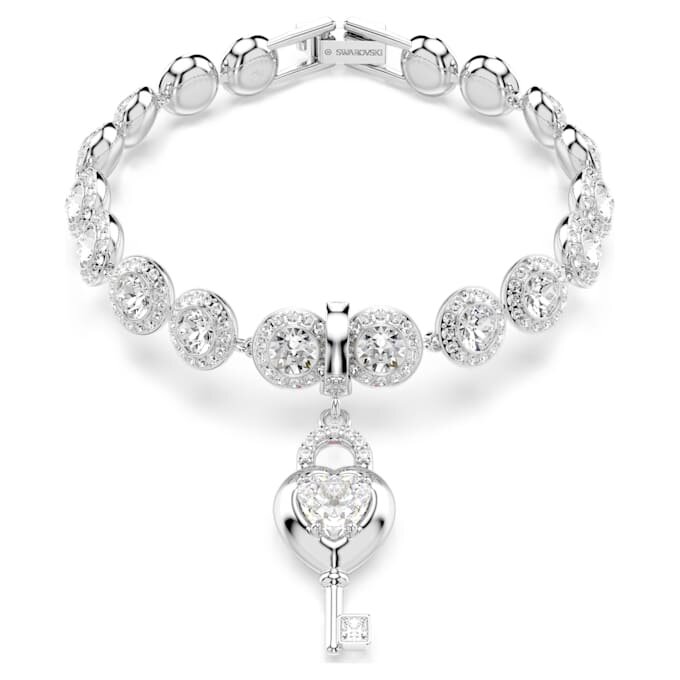 Idyllia Charm Mixed Cuts, Καρδιά με κλειδί, Λευκό, Επιμεταλλωμένο με ρόδιο Idyllia Charm Mixed Cuts, Καρδιά με κλειδί, Λευκό, Επιμεταλλωμένο με ρόδιο