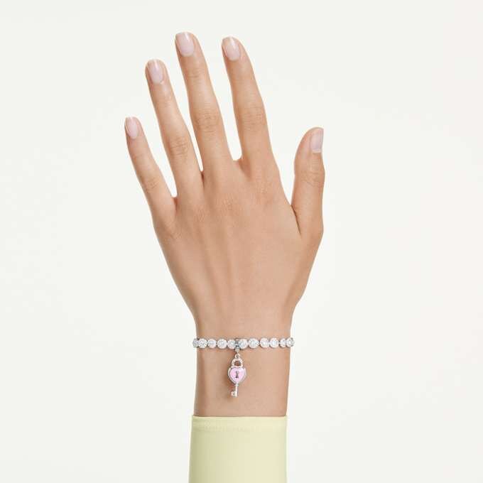 Idyllia Charm Mixed Cuts, Καρδιά με κλειδί, Λευκό, Επιμεταλλωμένο με ρόδιο Idyllia Charm Mixed Cuts, Καρδιά με κλειδί, Λευκό, Επιμεταλλωμένο με ρόδιο