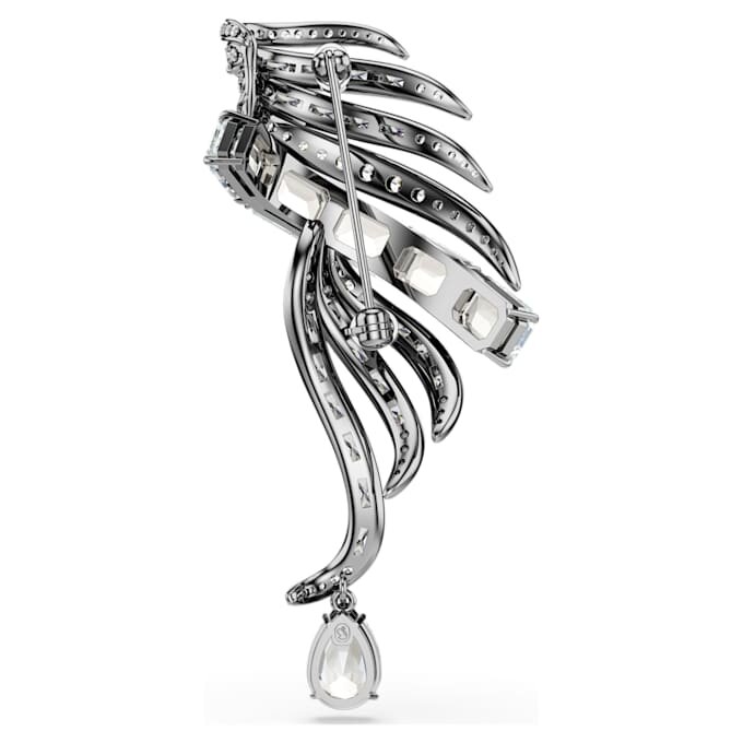 Καρφίτσα «Feather» της συλλογής Vienna, λευκή, επιμεταλλωμένη με ρουθήνιο Καρφίτσα «Feather» της συλλογής Vienna, λευκή, επιμεταλλωμένη με ρουθήνιο