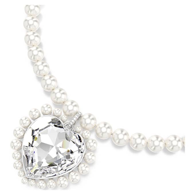 Κολιέ Ariana Grande X Swarovski με κρυστάλλινο μαργαριτάρι, κοπή καρδιάς, καρδιά, λευκό, επιροδιωμένο Κολιέ Ariana Grande X Swarovski με κρυστάλλινο μαργαριτάρι, κοπή καρδιάς, καρδιά, λευκό, επιροδιωμένο