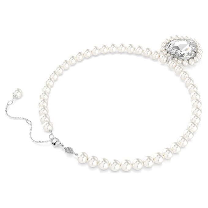 Κολιέ Ariana Grande X Swarovski με κρυστάλλινο μαργαριτάρι, κοπή καρδιάς, καρδιά, λευκό, επιροδιωμένο Κολιέ Ariana Grande X Swarovski με κρυστάλλινο μαργαριτάρι, κοπή καρδιάς, καρδιά, λευκό, επιροδιωμένο