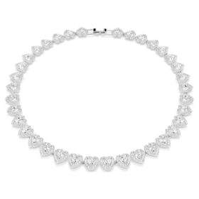 Κολιέ Ariana Grande X Swarovski με μικτή κοπή, καρδιά, λευκό, επιροδιωμένο
