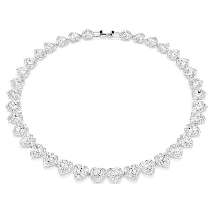 Κολιέ Ariana Grande X Swarovski με μικτή κοπή, καρδιά, λευκό, επιροδιωμένο Κολιέ Ariana Grande X Swarovski με μικτή κοπή, καρδιά, λευκό, επιροδιωμένο