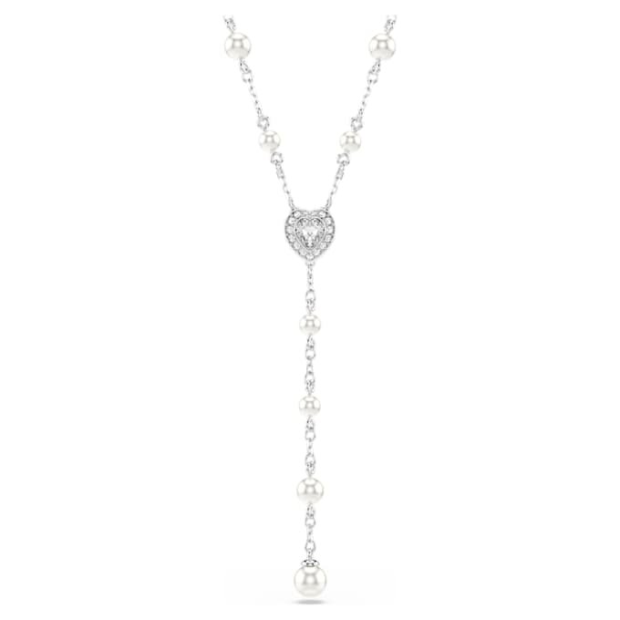 Κολιέ Ariana Grande X Swarovski Y με μικτή κοπή, κρυστάλλινο μαργαριτάρι, καρδιά, λευκό, επιροδιωμένο Κολιέ Ariana Grande X Swarovski Y με μικτή κοπή, κρυστάλλινο μαργαριτάρι, καρδιά, λευκό, επιροδιωμένο
