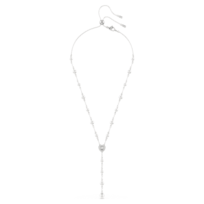 Κολιέ Ariana Grande X Swarovski Y με μικτή κοπή, κρυστάλλινο μαργαριτάρι, καρδιά, λευκό, επιροδιωμένο Κολιέ Ariana Grande X Swarovski Y με μικτή κοπή, κρυστάλλινο μαργαριτάρι, καρδιά, λευκό, επιροδιωμένο