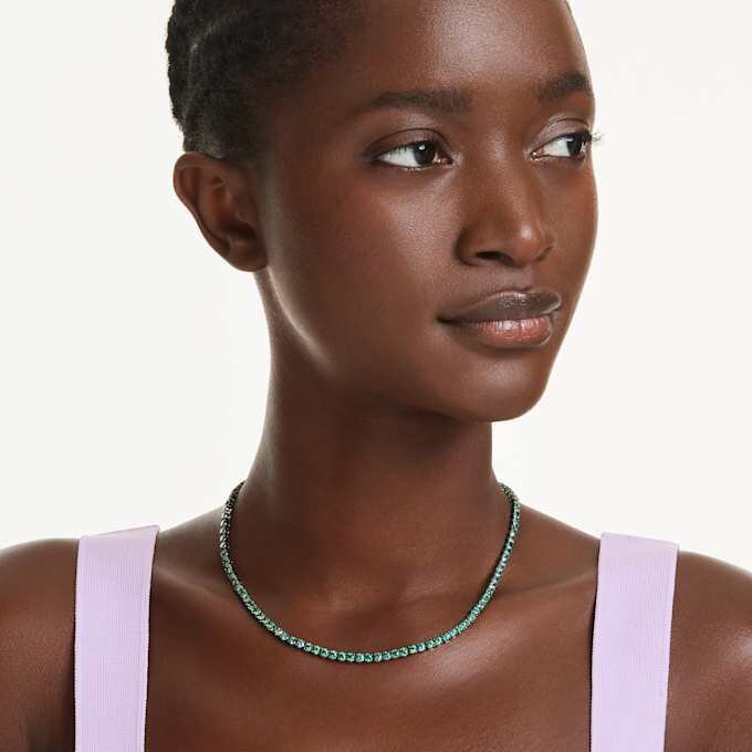 Κολιέ Matrix Tennis με στρογγυλή κοπή, πράσινο, επιμεταλλωμένο με ρουθήνιο Κολιέ Matrix Tennis με στρογγυλή κοπή, πράσινο, επιμεταλλωμένο με ρουθήνιο