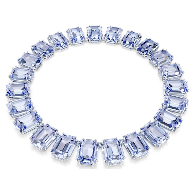 Κολιέ Millenia με υπερμεγέθη κρύσταλλα, οκταγωνική κοπή, μπλε, επιμεταλλωμένο με ρόδιο Κολιέ Millenia με υπερμεγέθη κρύσταλλα, οκταγωνική κοπή, μπλε, επιμεταλλωμένο με ρόδιο