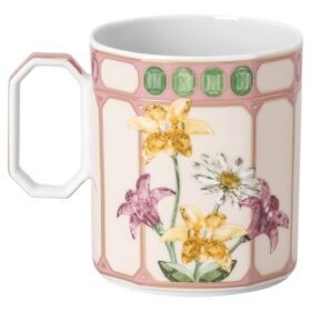 Κούπα Idyllia από πορσελάνη, μοτίβο Crystal Print, μυγοκυνηγός, ροζ