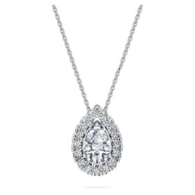 Κρεμαστό «Eternity Halo Solitaire» με διαμάντια εργαστηριακής καλλιέργειας 1 Ct Tw, σχήμα αχλαδιού, λευκόχρυσο 14K Κρεμαστό «Eternity Halo Solitaire» με διαμάντια εργαστηριακής καλλιέργειας 1 Ct Tw, σχήμα αχλαδιού, λευκόχρυσο 14K