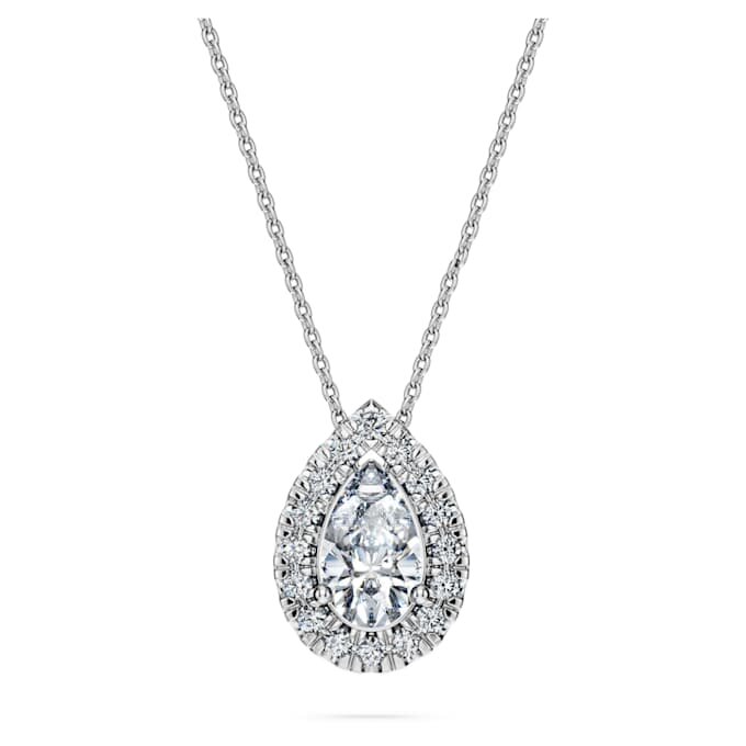 Κρεμαστό «Eternity Halo Solitaire» με διαμάντια εργαστηριακής καλλιέργειας 1 Ct Tw, σχήμα αχλαδιού, λευκόχρυσο 14K Κρεμαστό «Eternity Halo Solitaire» με διαμάντια εργαστηριακής καλλιέργειας 1 Ct Tw, σχήμα αχλαδιού, λευκόχρυσο 14K