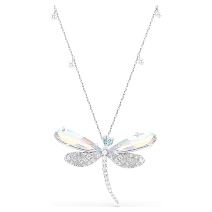 Κρεμαστό και καρφίτσα Ariana Grande X Swarovski με κρυστάλλινη πέρλα, μικτές κοπές, λιβελλούλα, λευκό, επιροδιωμένο Κρεμαστό και καρφίτσα Ariana Grande X Swarovski με κρυστάλλινη πέρλα, μικτές κοπές, λιβελλούλα, λευκό, επιροδιωμένο