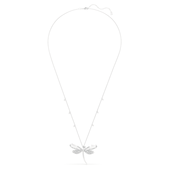 Κρεμαστό και καρφίτσα Ariana Grande X Swarovski με κρυστάλλινη πέρλα, μικτές κοπές, λιβελλούλα, λευκό, επιροδιωμένο Κρεμαστό και καρφίτσα Ariana Grande X Swarovski με κρυστάλλινη πέρλα, μικτές κοπές, λιβελλούλα, λευκό, επιροδιωμένο