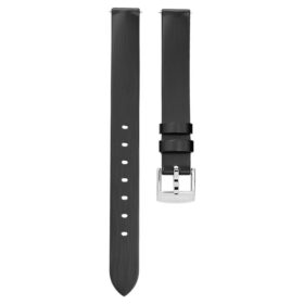 Λουράκι ρολογιού πλάτους 12 mm (0,47″), δέρμα, μαύρο, ανοξείδωτο ατσάλι