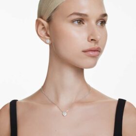 Σετ Ariana Grande X Swarovski με ανάμεικτα κοψίματα, καρδιά, λευκό, επιμεταλλωμένο με ρόδιο