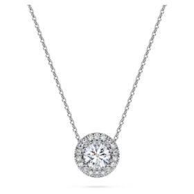 Μενταγιόν Eternity Halo Solitaire με διαμάντια εργαστηριακής καλλιέργειας 0,59 καράτια συνολικά, στρογγυλό σχήμα, λευκό χρυσό 14K