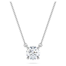 Μενταγιόν Eternity Solitaire με διαμάντια που έχουν δημιουργηθεί σε εργαστήριο, συνολικού βάρους 1 Ct, στρογγυλό σχήμα, 14K λευκόχρυσο