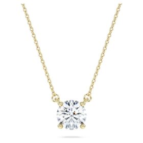 Μενταγιόν Eternity Solitaire με διαμάντια που έχουν δημιουργηθεί σε εργαστήριο, συνολικού βάρους 1 Ct, στρογγυλό σχήμα, κίτρινο χρυσό 14K