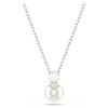 Μενταγιόν Matrix με κρυστάλλινο μαργαριτάρι, στρογγυλή κοπή, λευκό, επιροδιωμένο Μενταγιόν Matrix με κρυστάλλινο μαργαριτάρι, στρογγυλή κοπή, λευκό, επιροδιωμένο