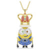 Μενταγιόν Minions King Bob με παβέ, πολύχρωμο, επιχρυσωμένο