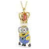 Μενταγιόν Minions King Bob με παβέ, πολύχρωμο, επιχρυσωμένο